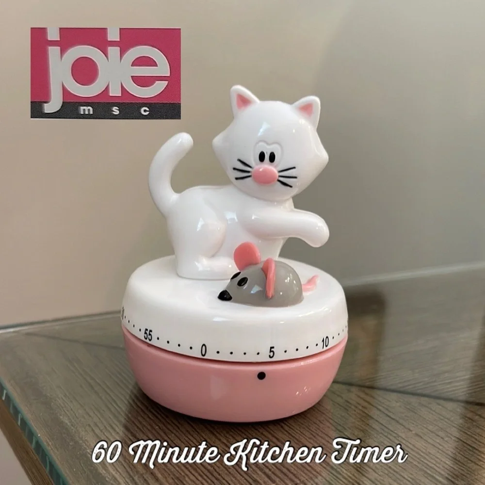 JOIE Cute Cat Kitchen Timer with Mouse, Acrylic, Retro Kitchen & Bag Ties